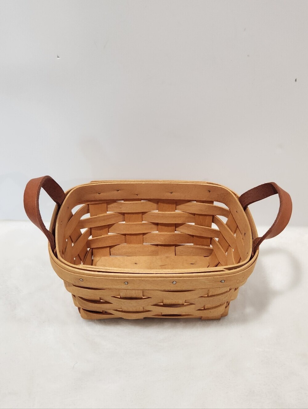 Longaberger Vintage VTG Knick Knack Handwoven Maple Rectangular Basket